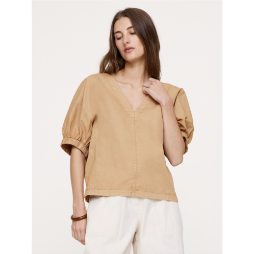 Bananarepublic Cotton Twill Puff-Sleeve Top