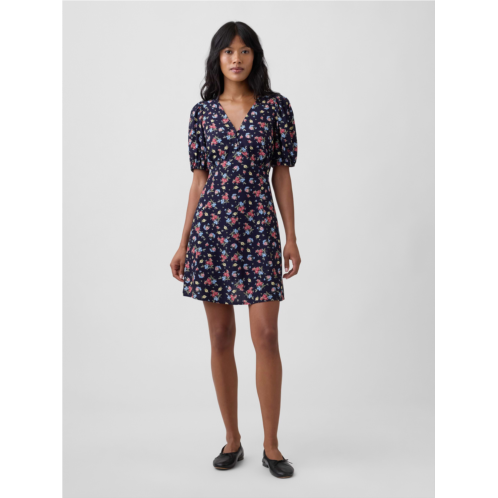 Gap Puff Sleeve V-Neck Mini Dress