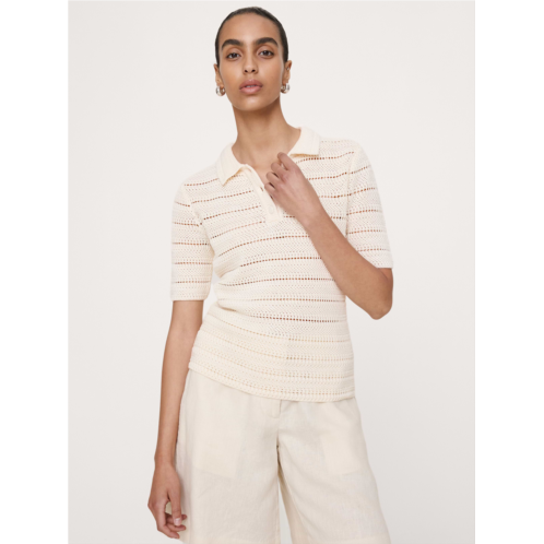 Bananarepublic Crochet Stripe Cotton Sweater Polo