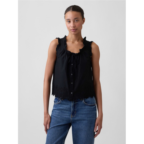 Gap Relaxed Sleeveless Button-Up Top