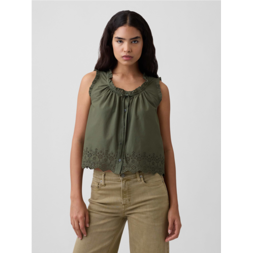 Gap Relaxed Sleeveless Button-Up Top