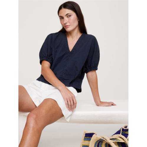 Bananarepublic Cotton Twill Puff-Sleeve Top