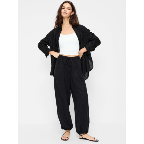OldNavy Mid-Rise Linen-Blend Cinched-Ankle Pants