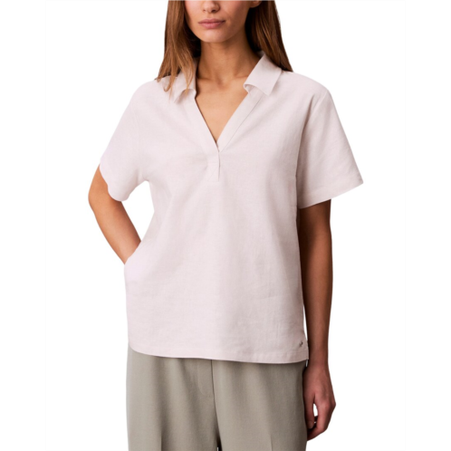 Calvin Klein linen-blend polo t-shirt