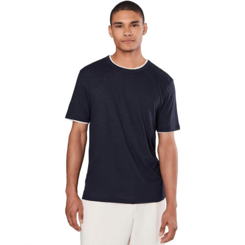 Mens Vince Fine Slub Double Layer Short Sleeve Crew
