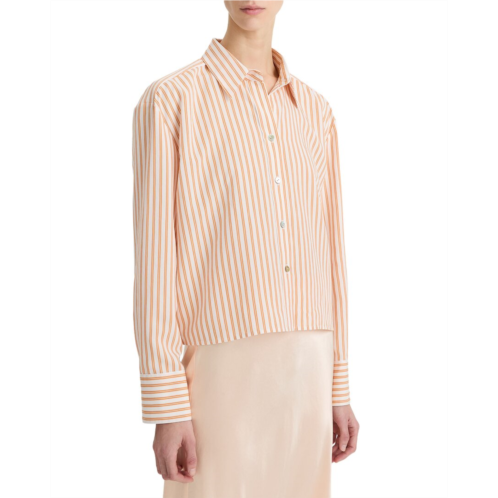 Vince till stripe cropped button shirt