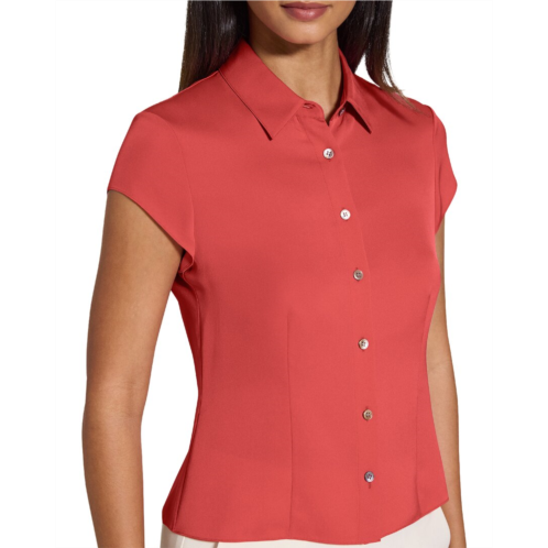 Theory cap sleeve silk blouse
