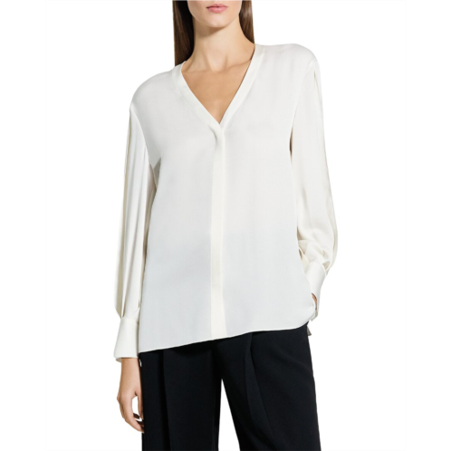 Theory volume sleeve silk blouse