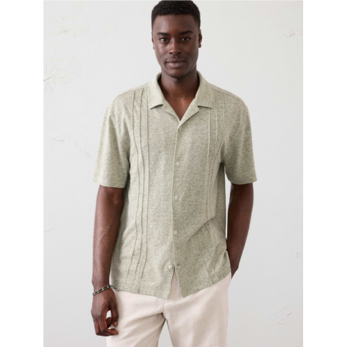 bananarepublic Standard-Fit Linen-Blend Pintuck Polo