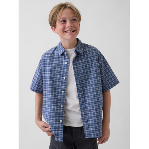 Gap Kids Relaxed Plaid Oxford Shirt