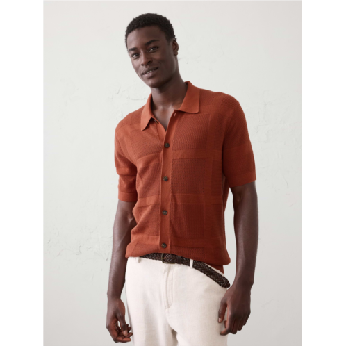 bananarepublic Mesh Patchwork Sweater Polo