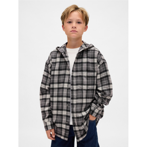 Gap Kids Organic Cotton Hooded Flannel Shirt