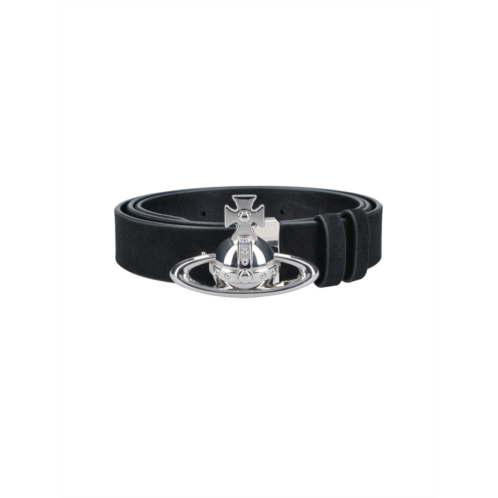 VIVIENNE WESTWOOD polished finish black belt with classic buckle closure