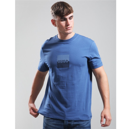 Hugo Boss Hugo mens dusplit logo print cotton short sleeve t-shirt medium blue