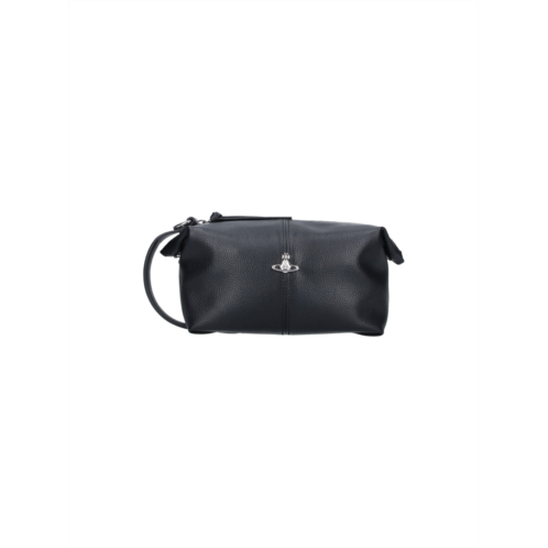VIVIENNE WESTWOOD black wash bag textured pu pouch