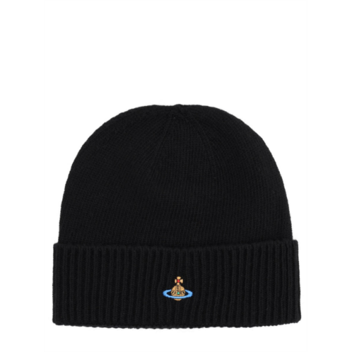 VIVIENNE WESTWOOD cashmere ribbed fold-over beanie