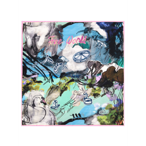 VIVIENNE WESTWOOD pink abstract animal print silk scarf
