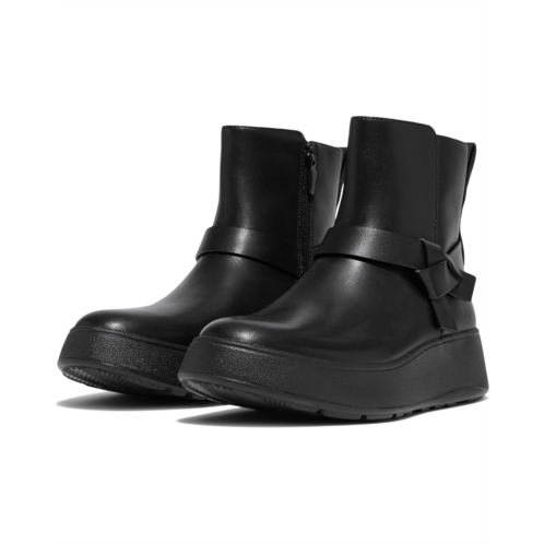 FitFlop F-Mode Folded-Knot Leather Flatform Short Boots