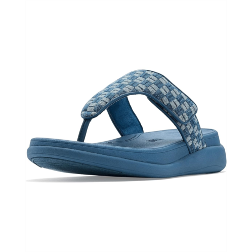 Womens FitFlop F-Mode Go Adj Checkerboard-Denim Toe-Post Sandals