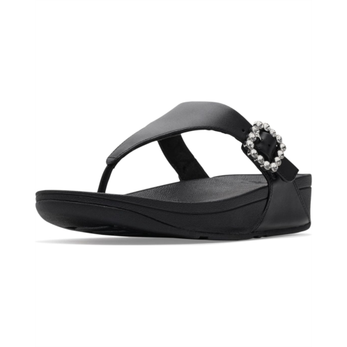 Womens FitFlop Lulu Crystal-Buckle Leather Toe-Post Sandals