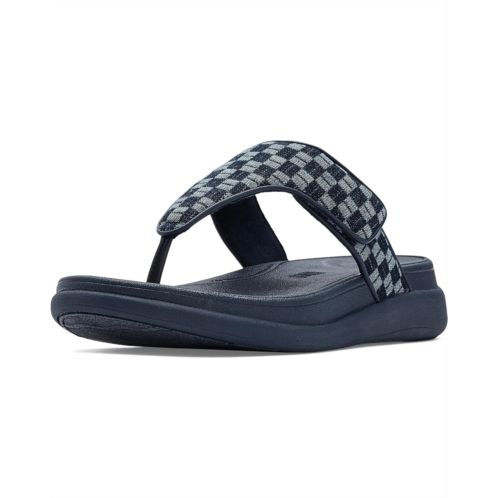 Womens FitFlop F-Mode Go Adj Checkerboard-Denim Toe-Post Sandals
