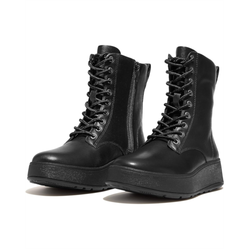 Womens FitFlop F-Mode Leather Lace-Up Flatform Ankle Boots