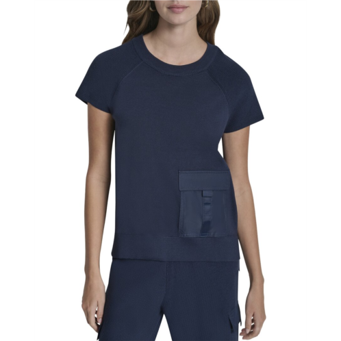 DKNY crew neck pocket top