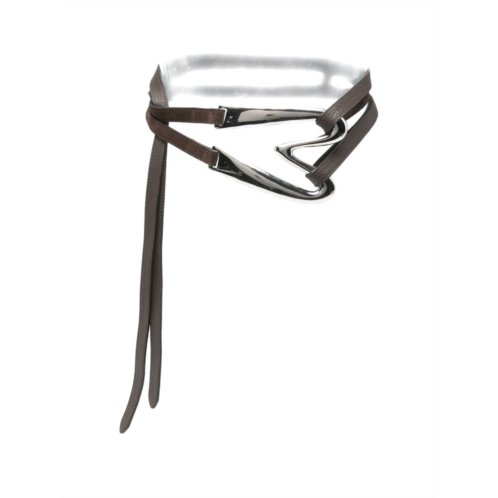 MOSCHINO chocolate brown wrap design leather belt