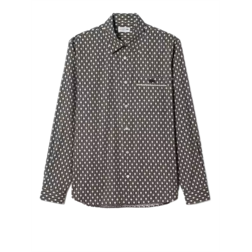 LACOSTE micro-patterned long-sleeve shirt with classic collar and subtle trim
