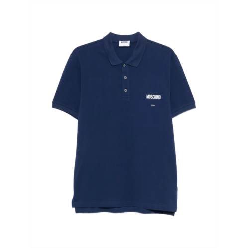 MOSCHINO relaxed-fit polo shirt with ribbed details and logo accents