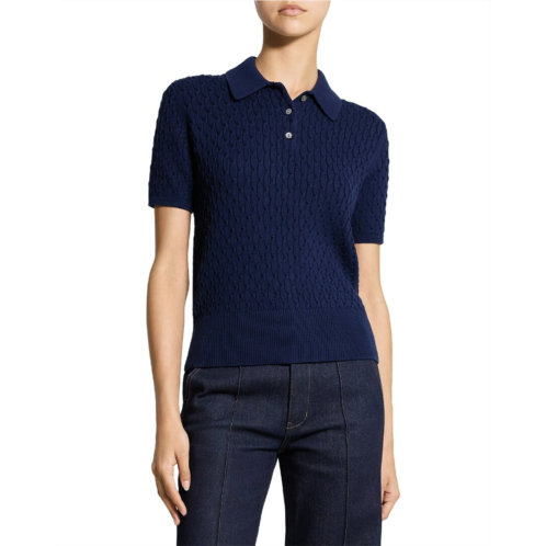 Theory textured cable polo sweater