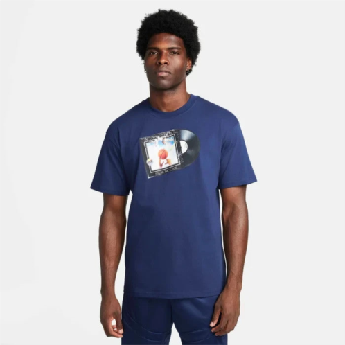 Nike mens max90 t-shirt navy blue graphic print 100% cotton basketball srt500