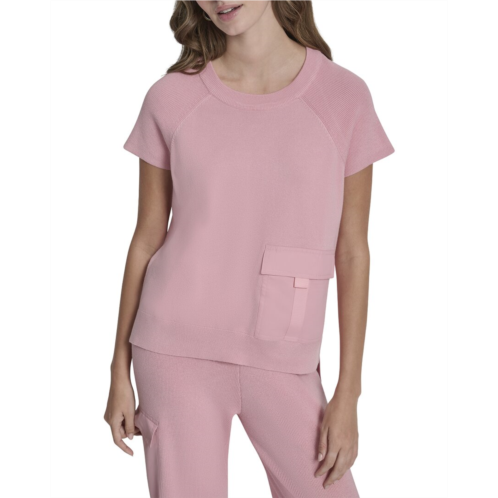 DKNY crew neck pocket top