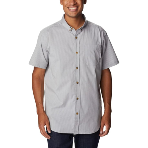 Columbia rapid rivers shirt mens gray pinstripe short sleeve button-down frog267