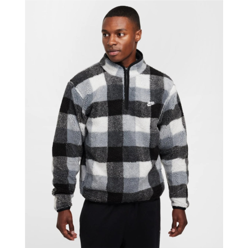 Nike club sweatshirt mens black white plaid fleece winterized 1/2 zip dsgl1 4