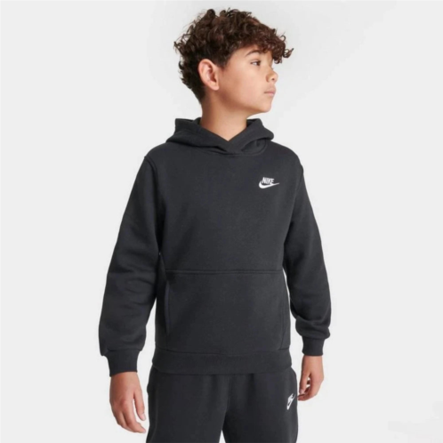 Nike sportswear club hoodie kids black cotton fleece pullover jdm2647