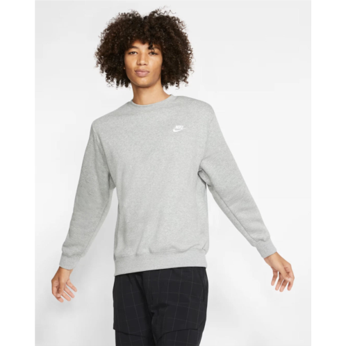 Nike sportswear club fleece sweatshirt mens dark gray crew neck dsgl353