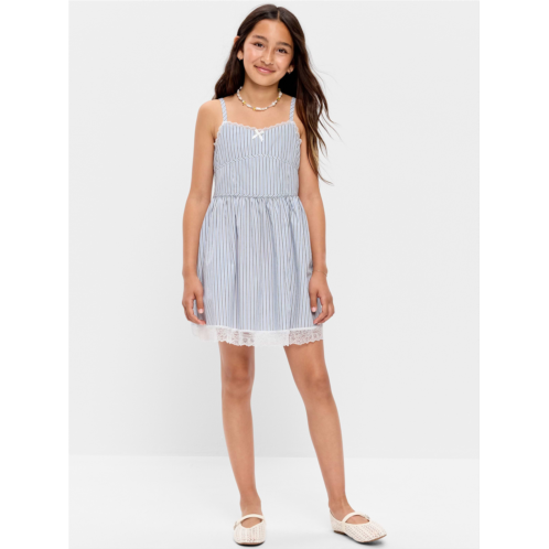 OldNavy Sleeveless Fit and Flare Striped Lace-Trim Dress for Girls
