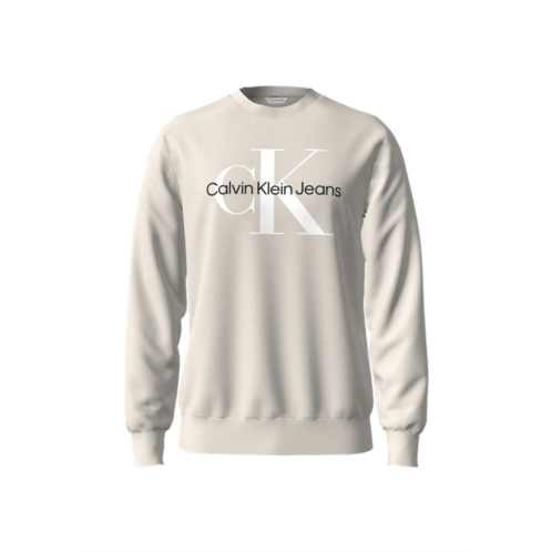 CALVIN KLEIN mens monogram crew neck sweatshirt in moonbeam