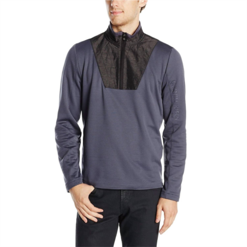 CALVIN KLEIN mens quilted quarter zip sweater in grey smoke