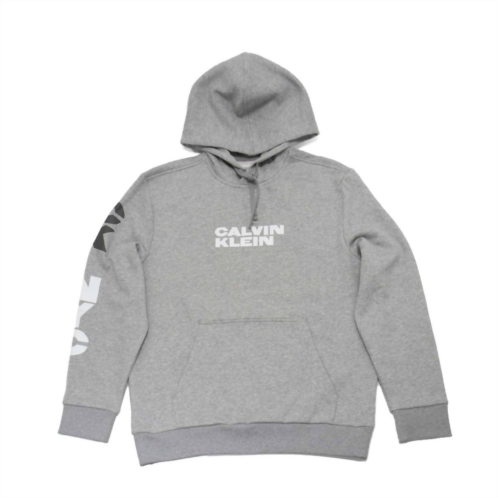 CALVIN KLEIN mens long sleeve nyc triple logo crew neck hoodie in heroic grey heather