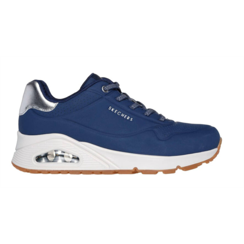 Skechers womens uno-shimmer away shoes in navy/silver
