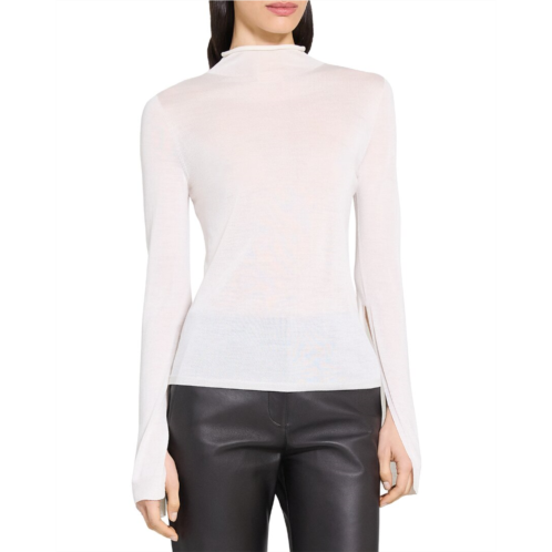 Theory slit sleeve turtleneck wool-blend sweater