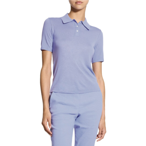 Theory pointelle wool polo sweater