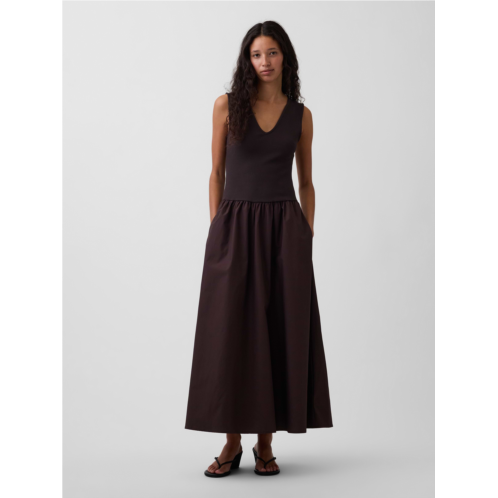 Gap Mixed Media Drop-Waist Maxi Dress