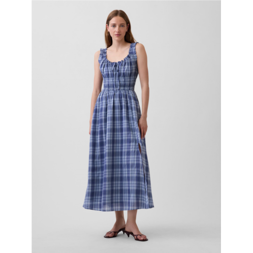 Gap Plaid Voile Smocked Waist Maxi Dress