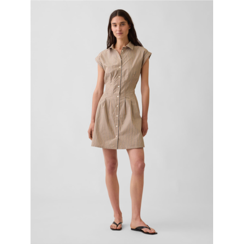 Gap Poplin Stripe Cinched Mini Shirtdress