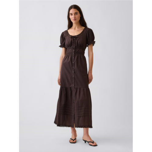 Gap Scoop-Neck Lace-Trim Tiered Maxi Dress