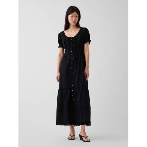 Gap Scoop-Neck Lace-Trim Tiered Maxi Dress