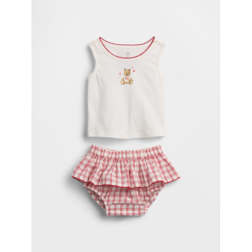 Gap Baby Brannan Bear Tank Top & Plaid Skort Set
